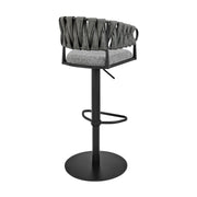 Blaise Adjustable Swivel Counter or Bar Stool in Black Metal with Gray Fabric and Faux Leather - Furniture City (CA)l