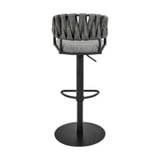 Blaise Adjustable Swivel Counter or Bar Stool in Black Metal with Gray Fabric and Faux Leather - Furniture City (CA)l