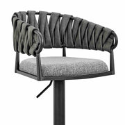 Blaise Adjustable Swivel Counter or Bar Stool in Black Metal with Gray Fabric and Faux Leather - Furniture City (CA)l