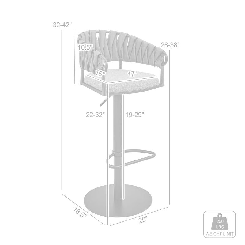 Blaise Adjustable Swivel Counter or Bar Stool in Black Metal with Gray Fabric and Faux Leather - Furniture City (CA)l