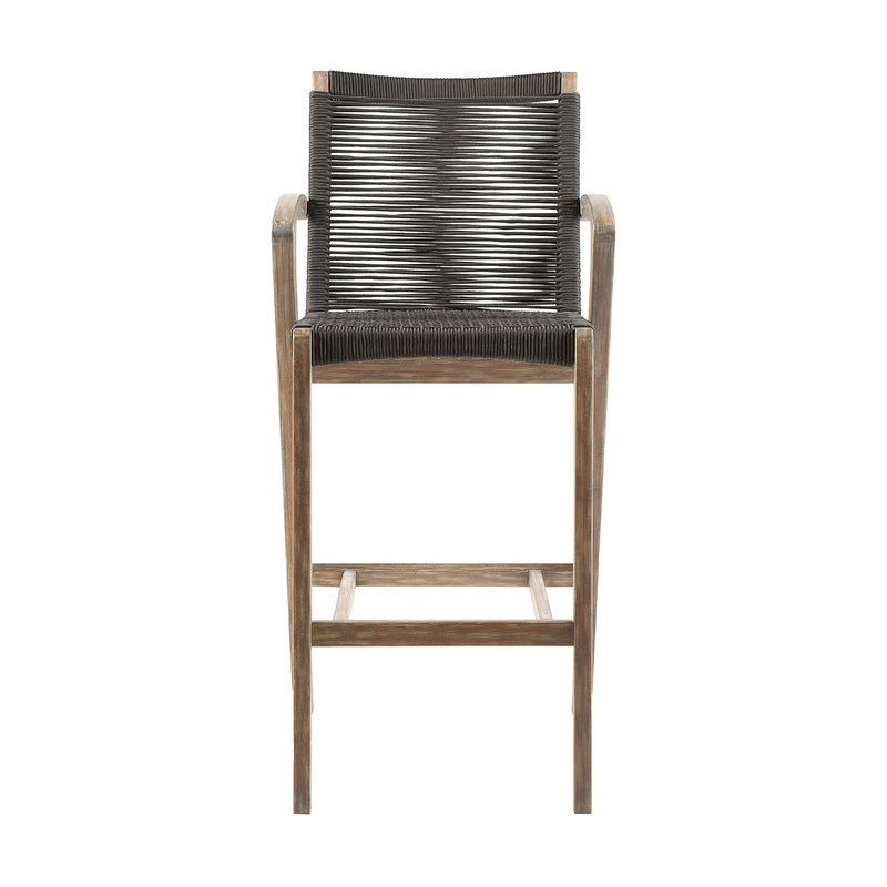 Brielle Outdoor Light Eucalyptus Wood and Charcoal Rope Counter Height Stool - Furniture City (CA)l