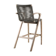 Brielle Outdoor Light Eucalyptus Wood and Charcoal Rope Counter Height Stool - Furniture City (CA)l
