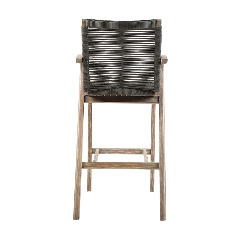 Brielle Outdoor Light Eucalyptus Wood and Charcoal Rope Counter Height Stool - Furniture City (CA)l