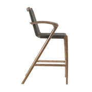 Brielle Outdoor Light Eucalyptus Wood and Charcoal Rope Bar Height Stool - Furniture City (CA)l