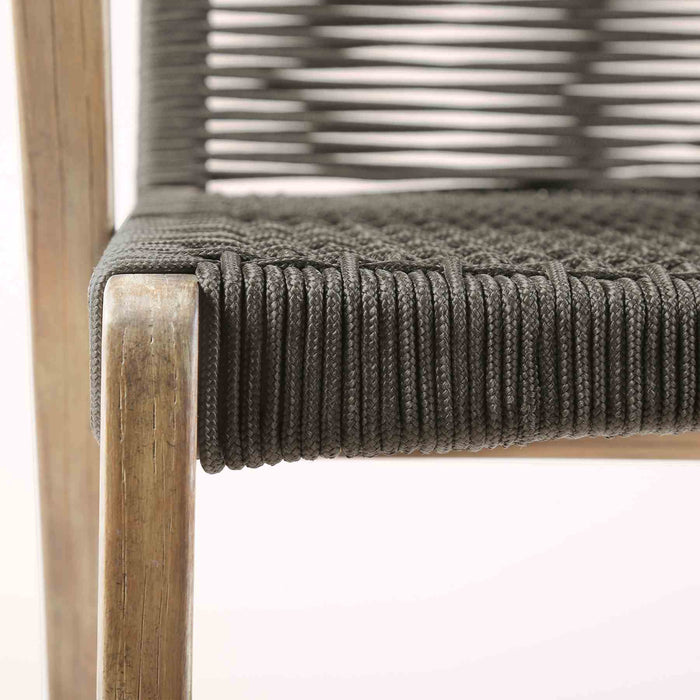 Brielle Outdoor Light Eucalyptus Wood and Charcoal Rope Bar Height Stool