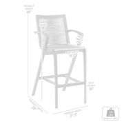 Brielle Outdoor Light Eucalyptus Wood and Charcoal Rope Bar Height Stool - Furniture City (CA)l