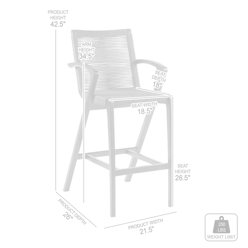 Brielle Outdoor Dark Eucalyptus Wood and Gray Rope Counter Height Stool - Furniture City (CA)l