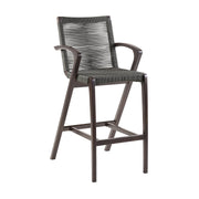 Brielle Outdoor Dark Eucalyptus Wood and Gray Rope Bar Height Stool - Furniture City (CA)l