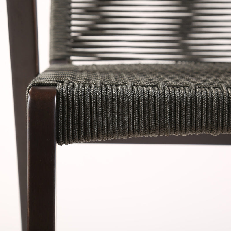 Brielle Outdoor Dark Eucalyptus Wood and Gray Rope Bar Height Stool - Furniture City (CA)l