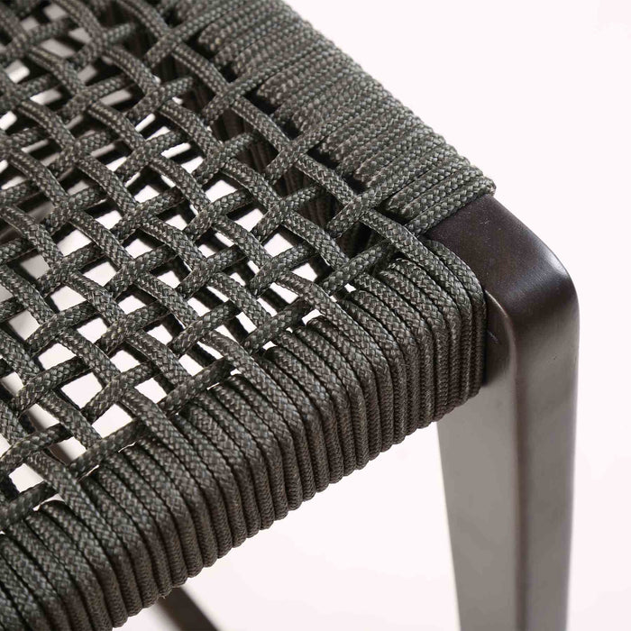 Brielle Outdoor Dark Eucalyptus Wood and Gray Rope Bar Height Stool