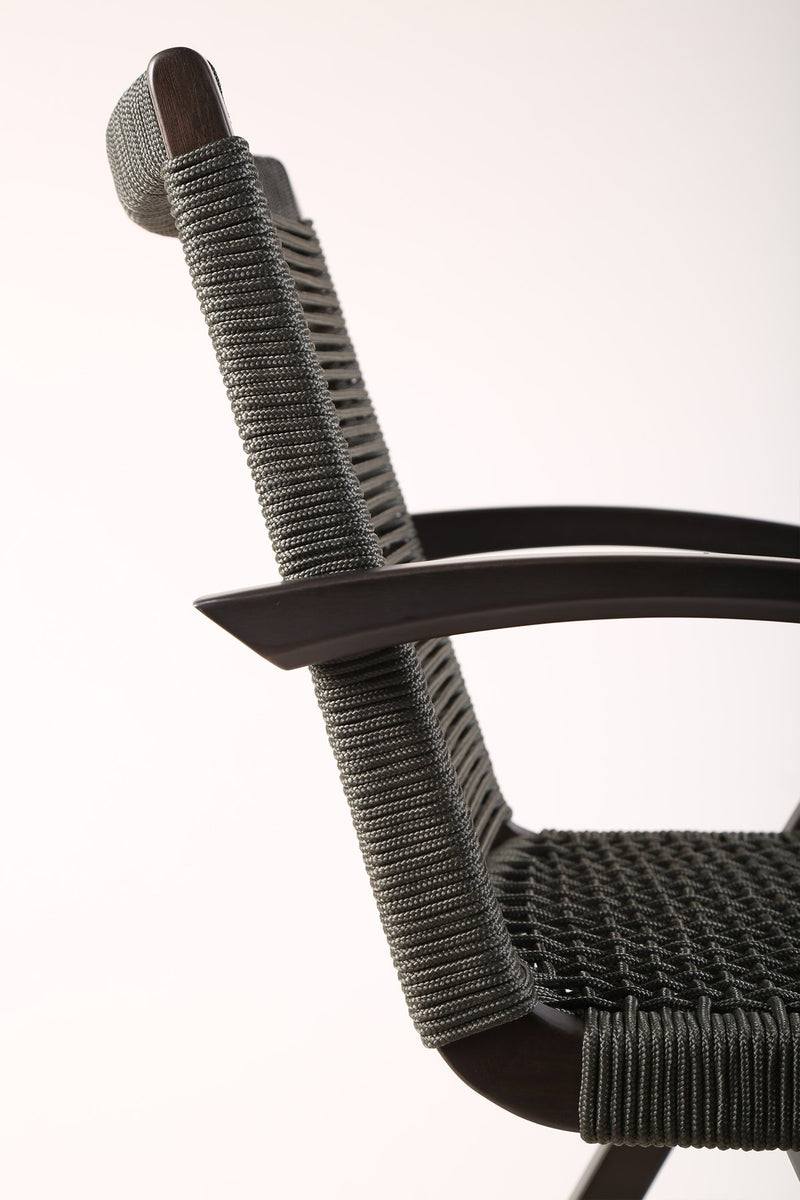 Brielle Outdoor Dark Eucalyptus Wood and Gray Rope Bar Height Stool - Furniture City (CA)l