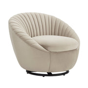 Bella Beige Velvet Swivel Accent Chair with Black Base - Furniture City (CA)l