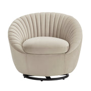 Bella Beige Velvet Swivel Accent Chair with Black Base - Furniture City (CA)l