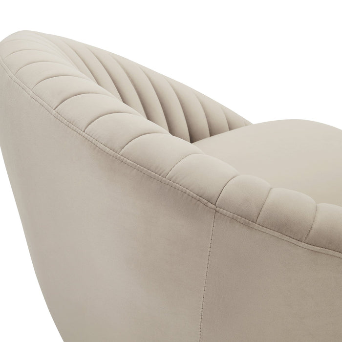 Bella Beige Velvet Swivel Accent Chair with Black Base