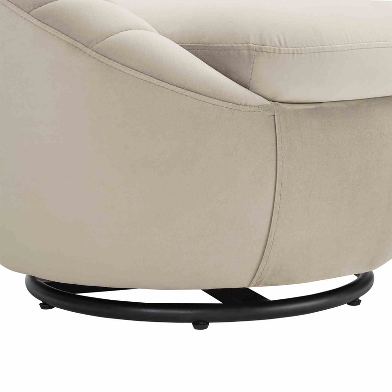 Bella Beige Velvet Swivel Accent Chair with Black Base - Furniture City (CA)l