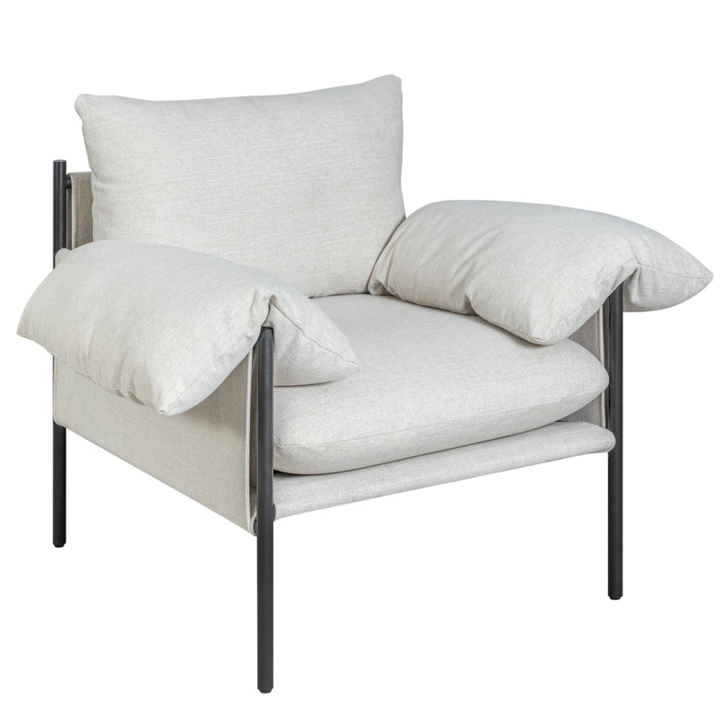 Bloom Accent Chair in Soft Oat Fabric  with Black Finish - Furniture City (CA)l