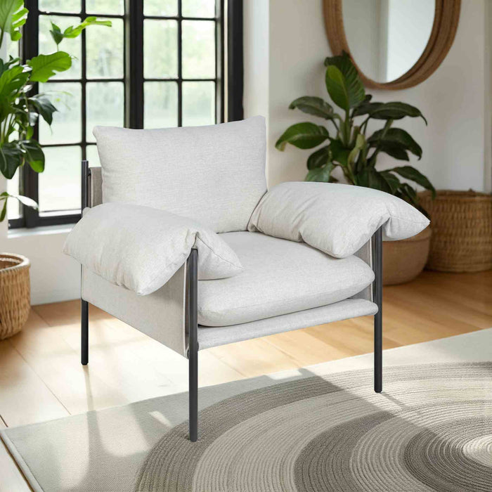 Bloom Accent Chair in Soft Oat Fabric  with Black Finish