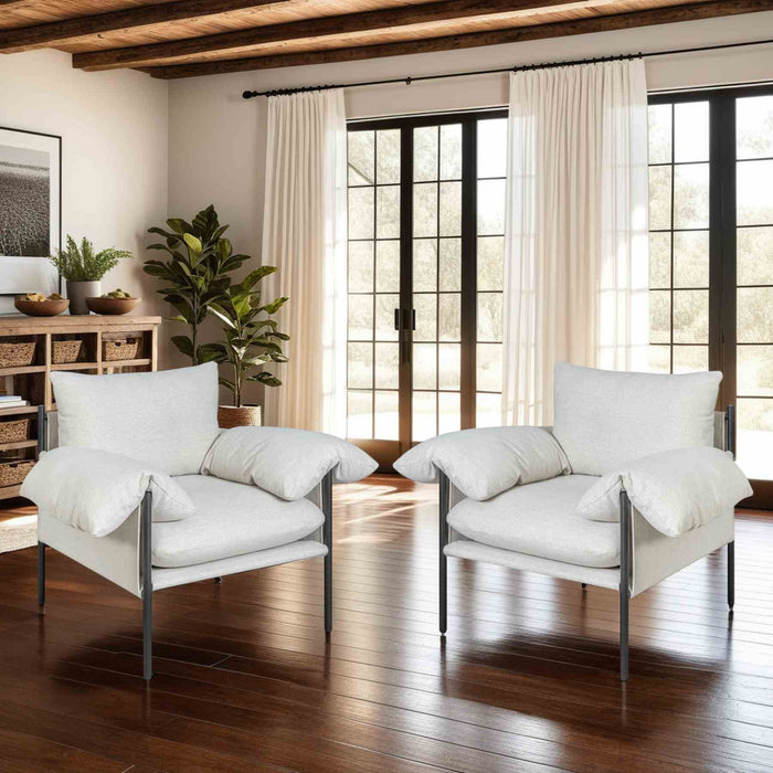 Bloom Accent Chair in Soft Oat Fabric  with Black Finish