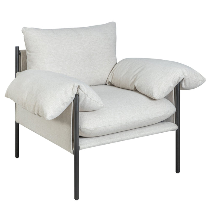 Bloom Accent Chair in Soft Oat Fabric  with Black Finish