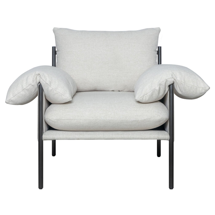 Bloom Accent Chair in Soft Oat Fabric  with Black Finish