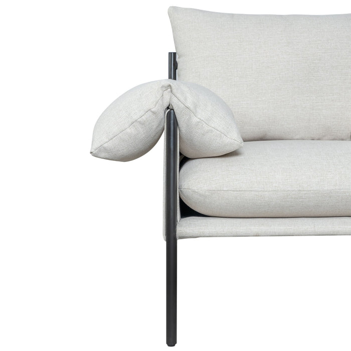 Bloom Accent Chair in Soft Oat Fabric  with Black Finish