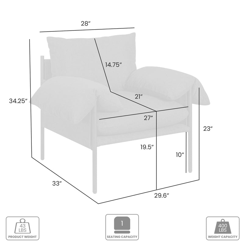 Bloom Accent Chair in Soft Oat Fabric  with Black Finish - Furniture City (CA)l