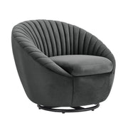 Bella Dark Gray Velvet Swivel Accent Chair with Black Base - Furniture City (CA)l
