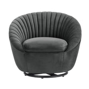 Bella Dark Gray Velvet Swivel Accent Chair with Black Base - Furniture City (CA)l