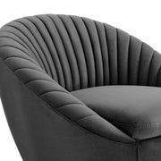 Bella Dark Gray Velvet Swivel Accent Chair with Black Base - Furniture City (CA)l