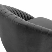 Bella Dark Gray Velvet Swivel Accent Chair with Black Base - Furniture City (CA)l