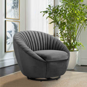 Bella Dark Gray Velvet Swivel Accent Chair with Black Base - Furniture City (CA)l