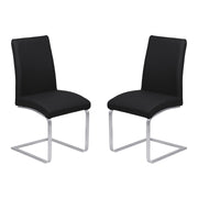 Blanca Contemporary Dining Chair in Black Faux Leather with Brushed Stainless Steel Finish - Set of 2 - Furniture City (CA)l