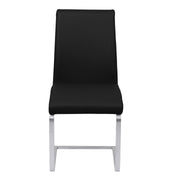 Blanca Contemporary Dining Chair in Black Faux Leather with Brushed Stainless Steel Finish - Set of 2 - Furniture City (CA)l