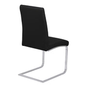 Blanca Contemporary Dining Chair in Black Faux Leather with Brushed Stainless Steel Finish - Set of 2 - Furniture City (CA)l