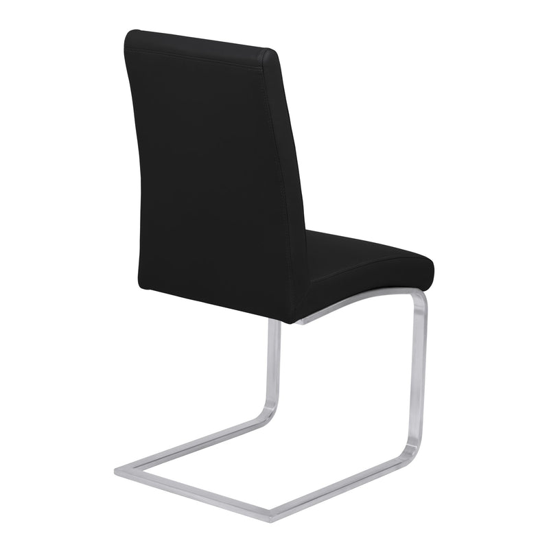 Blanca Contemporary Dining Chair in Black Faux Leather with Brushed Stainless Steel Finish - Set of 2 - Furniture City (CA)l