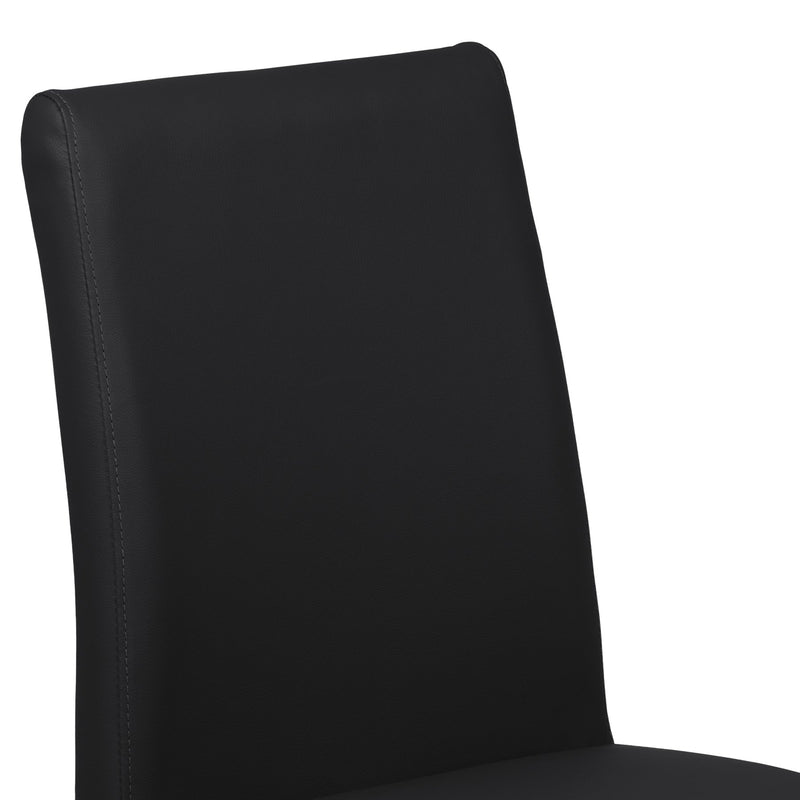 Blanca Contemporary Dining Chair in Black Faux Leather with Brushed Stainless Steel Finish - Set of 2 - Furniture City (CA)l