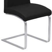 Blanca Contemporary Dining Chair in Black Faux Leather with Brushed Stainless Steel Finish - Set of 2 - Furniture City (CA)l