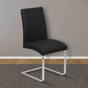 Blanca Contemporary Dining Chair in Black Faux Leather with Brushed Stainless Steel Finish - Set of 2 - Furniture City (CA)l
