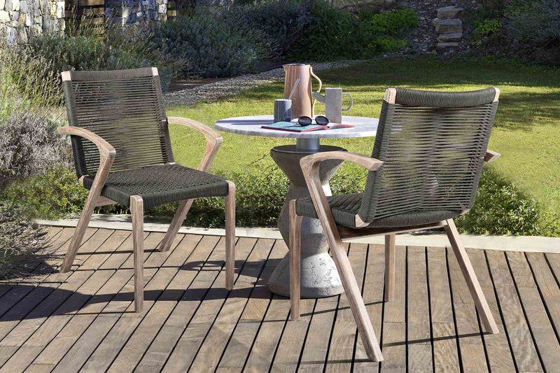 Brielle Outdoor Light Eucalyptus Wood and Charcoal Rope Dining Chairs - Set of 2 - Furniture City (CA)l