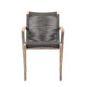 Brielle Outdoor Light Eucalyptus Wood and Charcoal Rope Dining Chairs - Set of 2 - Furniture City (CA)l