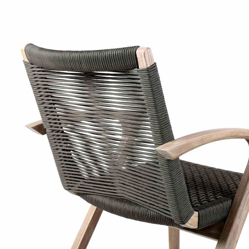 Brielle Outdoor Light Eucalyptus Wood and Charcoal Rope Dining Chairs - Set of 2 - Furniture City (CA)l