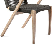 Brielle Outdoor Light Eucalyptus Wood and Charcoal Rope Dining Chairs - Set of 2 - Furniture City (CA)l