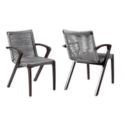 Brielle Outdoor Dark Eucalyptus Wood and Gray Rope Dining Chairs - Set of 2 - Furniture City (CA)l