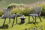 Brielle Outdoor Dark Eucalyptus Wood and Gray Rope Dining Chairs - Set of 2 - Furniture City (CA)l