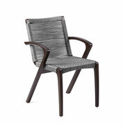 Brielle Outdoor Dark Eucalyptus Wood and Gray Rope Dining Chairs - Set of 2 - Furniture City (CA)l