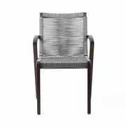 Brielle Outdoor Dark Eucalyptus Wood and Gray Rope Dining Chairs - Set of 2 - Furniture City (CA)l