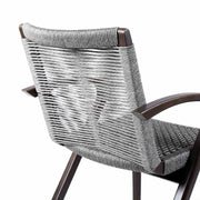 Brielle Outdoor Dark Eucalyptus Wood and Gray Rope Dining Chairs - Set of 2 - Furniture City (CA)l