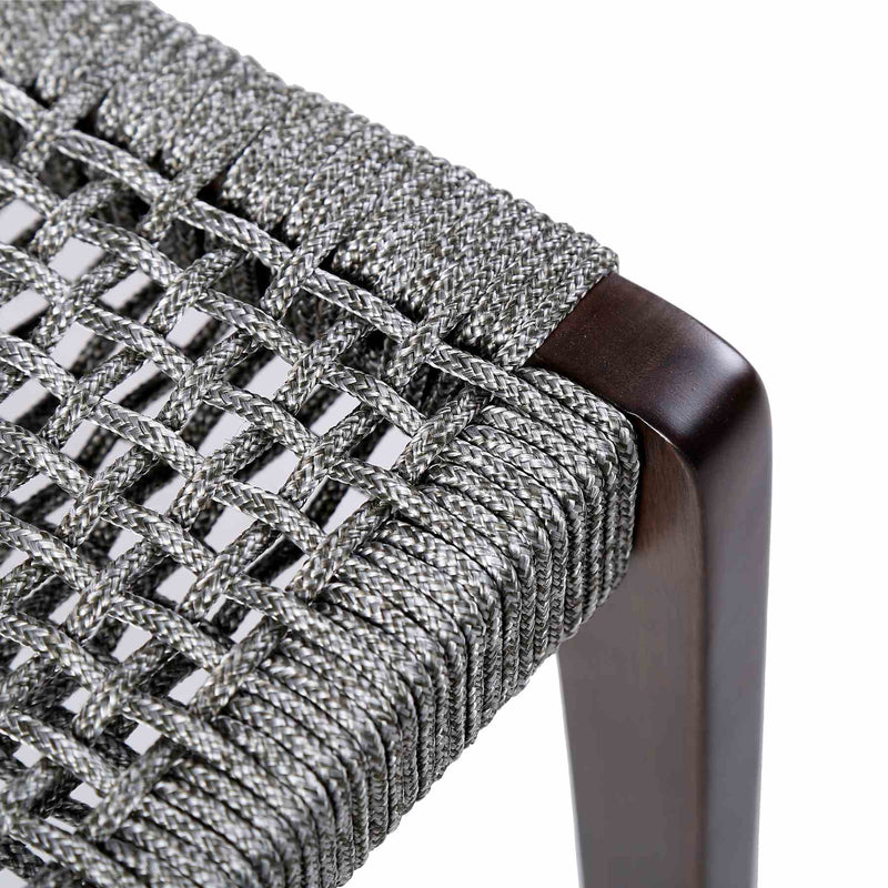 Brielle Outdoor Dark Eucalyptus Wood and Gray Rope Dining Chairs - Set of 2 - Furniture City (CA)l