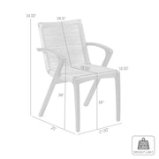 Brielle Outdoor Dark Eucalyptus Wood and Gray Rope Dining Chairs - Set of 2 - Furniture City (CA)l