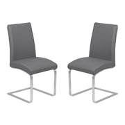 Blanca Contemporary Dining Chair in Gray Faux Leather with Brushed Stainless Steel Finish - Set of 2 - Furniture City (CA)l